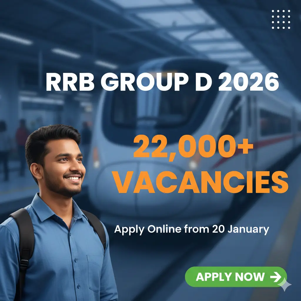 RRB Group D Recruitment 2026: 22,000 Tentative Vacancies | Apply Online from 20 January