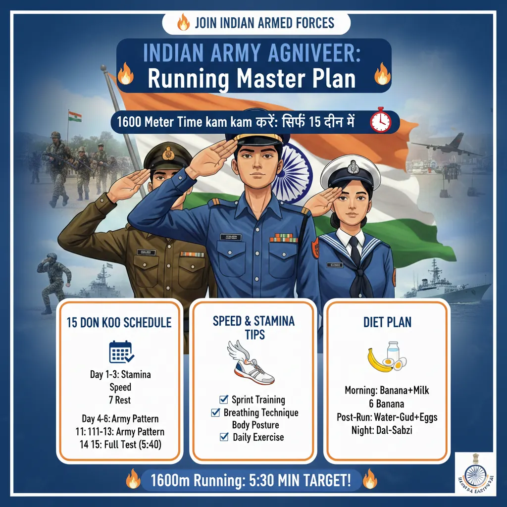 Agniveer Running Time 15 दिन में कैसे सुधारें – 1600m दौड़ का फुल प्रैक्टिस प्लान